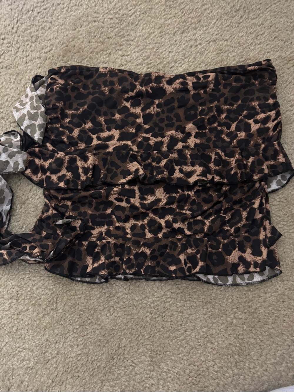 Lioness Leopard Print Ruffled Mini Skirt - Brown & Black
